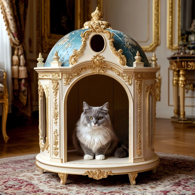 

European-style solid wood cat house, white kennel