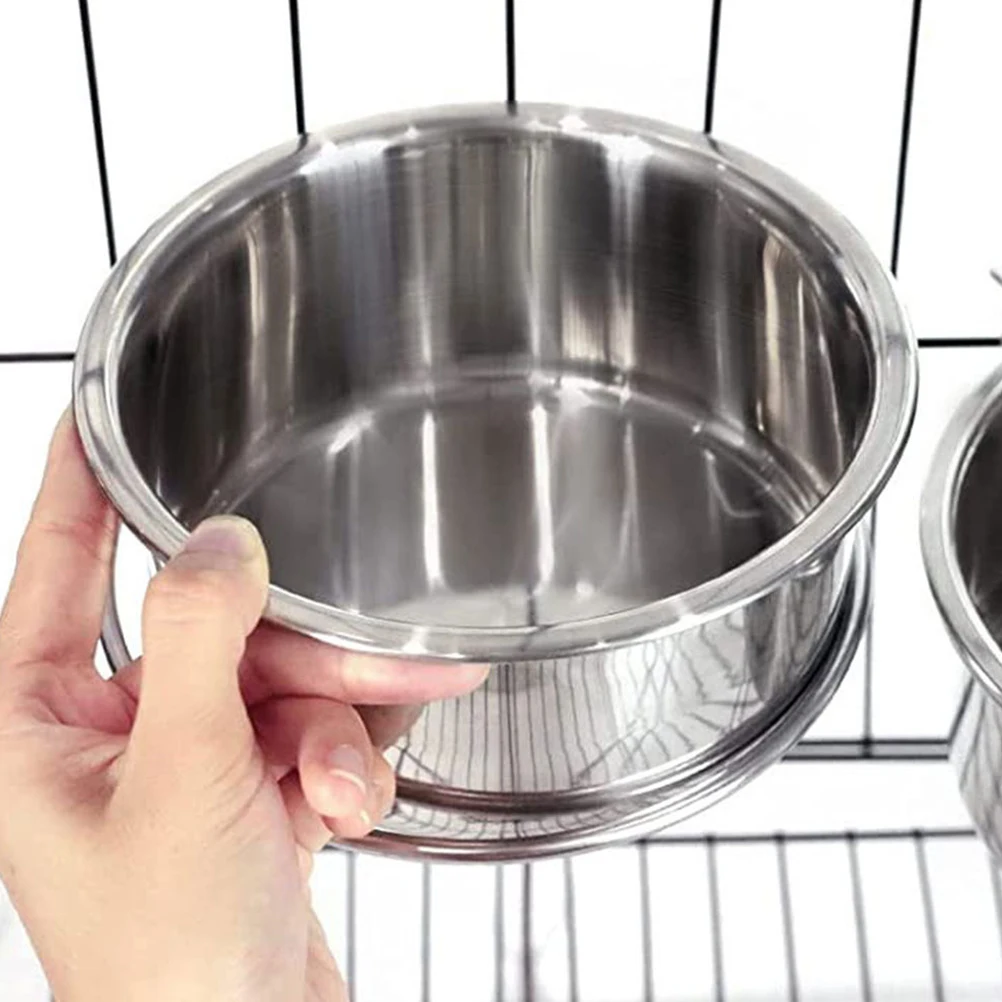 

2Pcs Stainless Steel Hanging Puppy Bowl Cat Food Bowl Household Kitten Water Dish Anti-Slip Pet Feeding Container