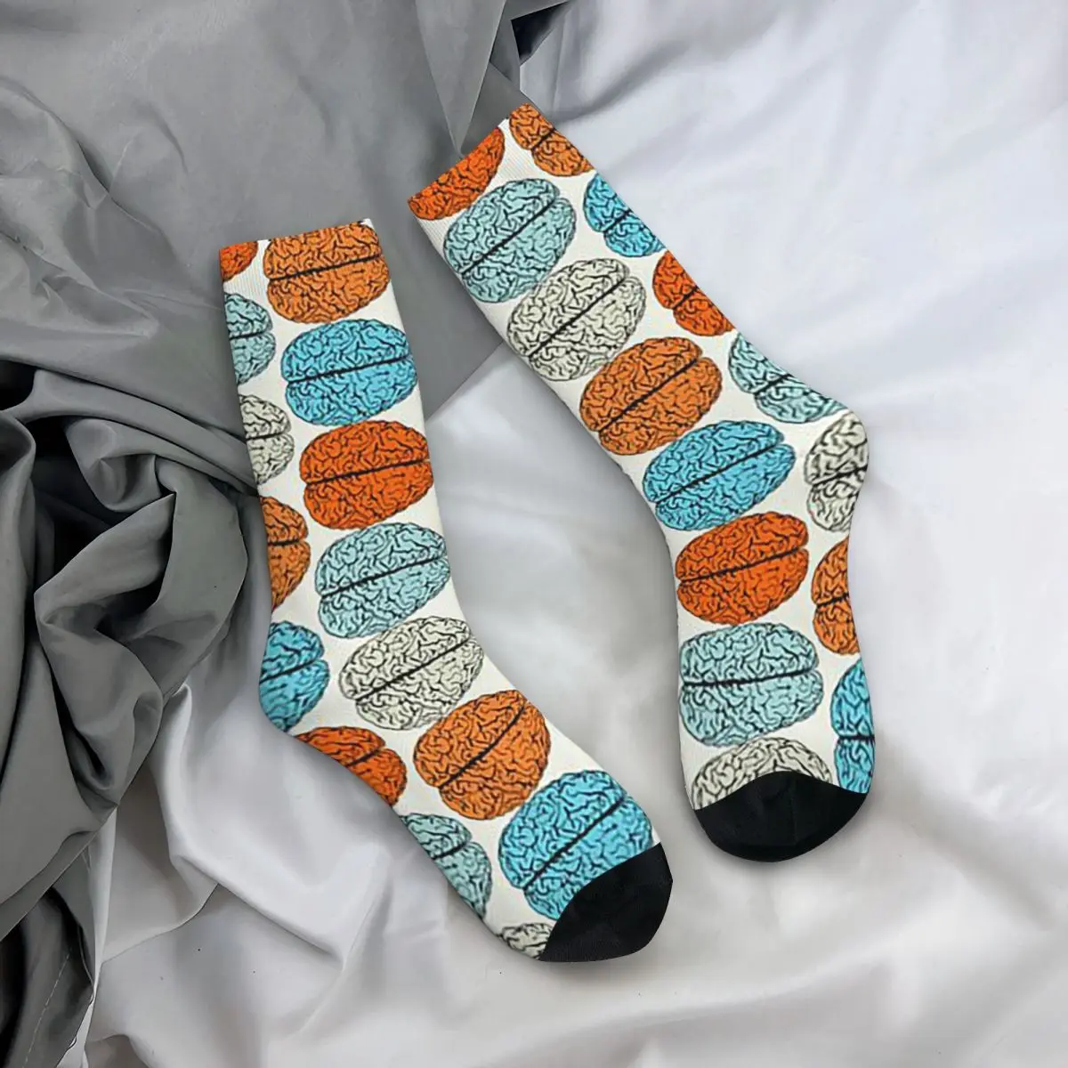 All Seasons Crew Stockings Collage Of Colorful The Human Brain Socks Harajuku Long Socks for Men Women Valentine's Day Gifts