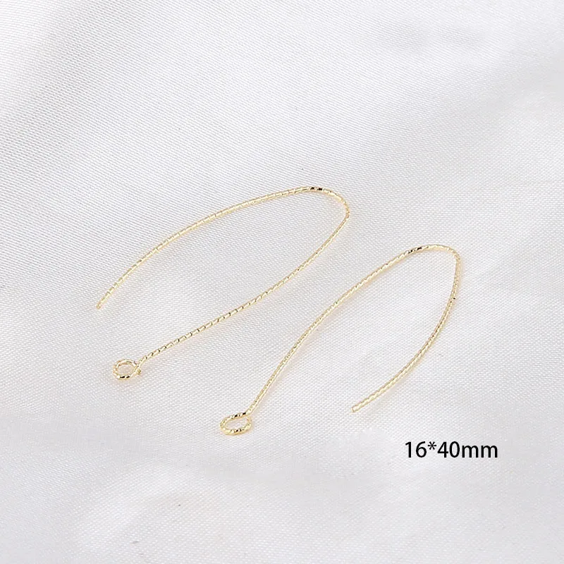 10PCS 16x40MM Gold Plated Brass U-shape Earring Hook Jewelry Accessories For DIY Necklace Making Findings