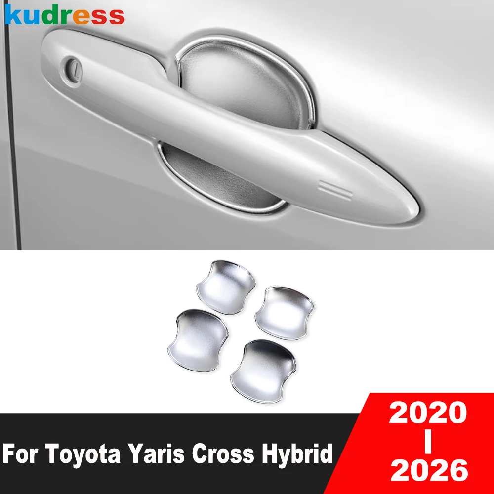 

For Toyota Yaris Cross Hybrid 2020 2021 2022 2023 2024 2025 2026 Chrome Car Side Door Handle Bowl Cup Cover Trim Accessories