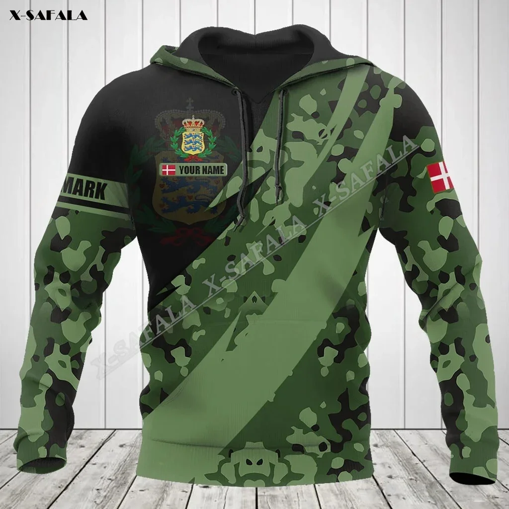 

Danish Fire Camo Flag Army Veteran 3D Print Spring Autumn Hoodie Men's Outwear Shirt Pullover Hooded Sweatshirt Jersey Casual