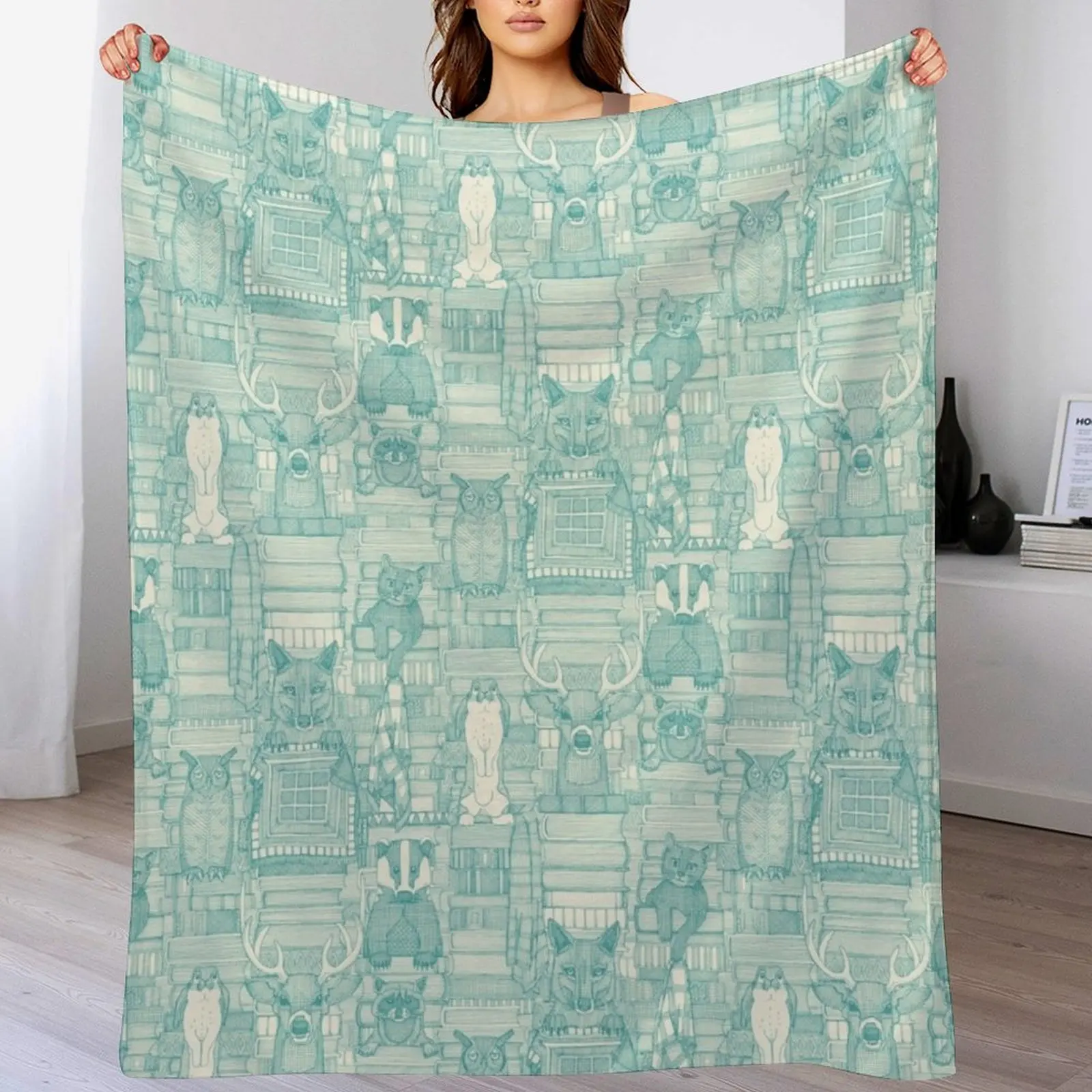 

books and blankies teal pearl Throw Blanket Loose Flannel Blankets