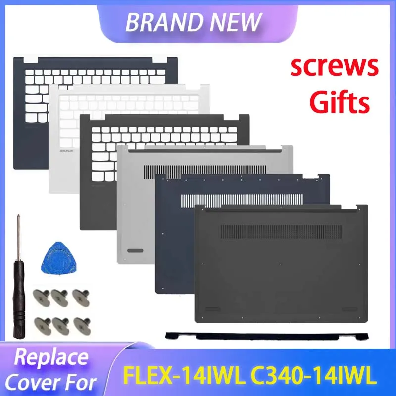 Cubierta de repuesto para IdeaPad FLEX-14IWL C340-14 C340-14IWL C340-14API C340-14IML cubierta superior reposamanos cubierta inferior bisagra