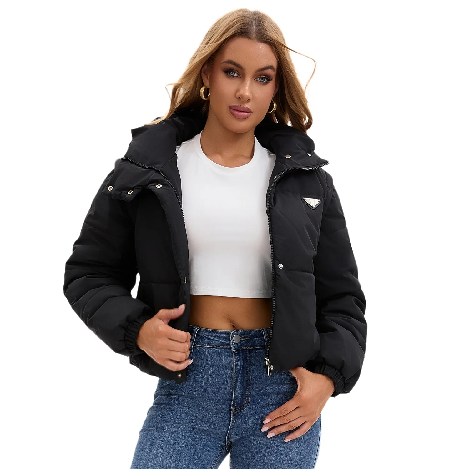 Removable Sleeves Cotton Clothes Women's New Short Thickened Vest Bread Clothes Cotton Coat
