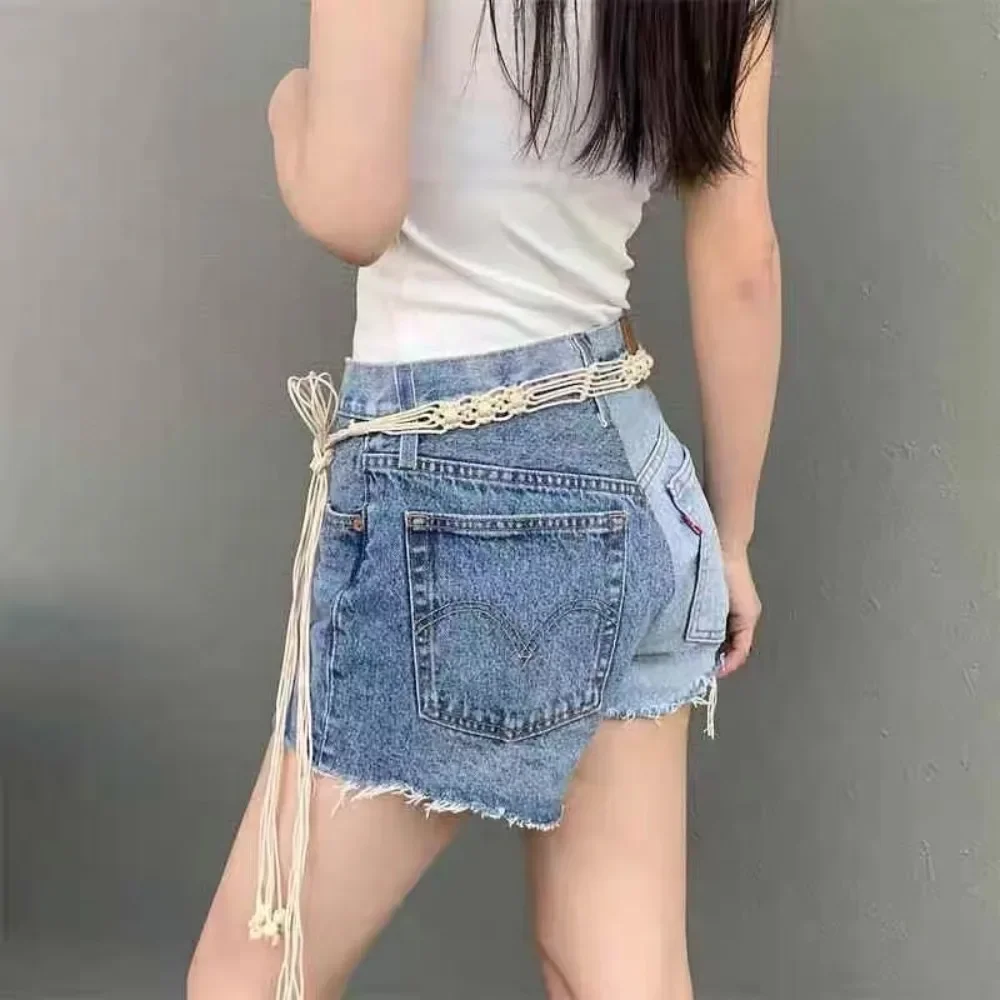 Woven Cord Belt Skinny white belt for women with wooden beads