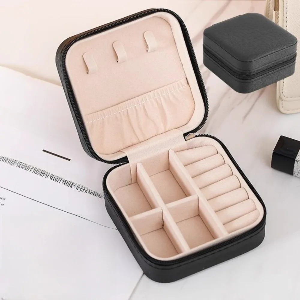 Durable Square Jewelry Organizer Box Stackable with Compartment Jewelry Storage Box Case PU Leather Jewelry Display Box Home
