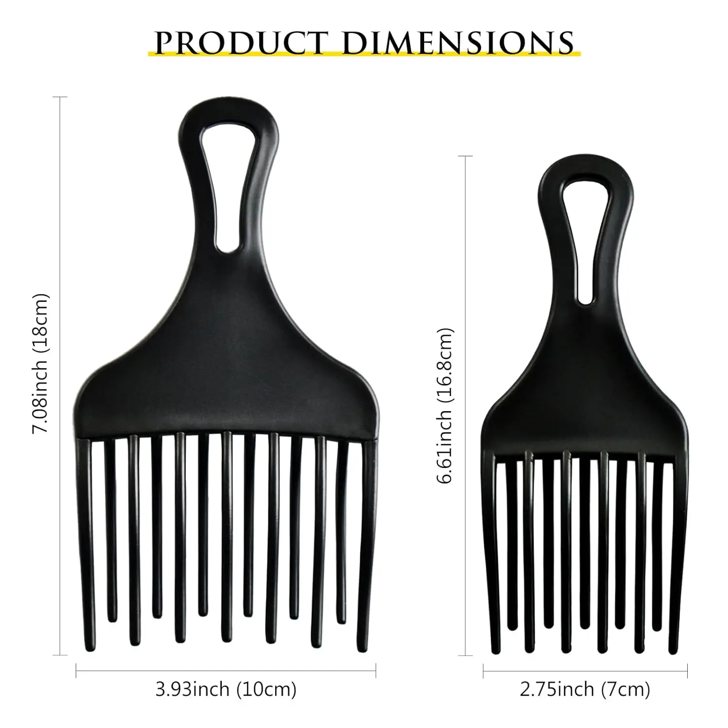 Afro Comb Set - Large and Small Wide Tooth for Wigs, Braids and Hair Styling Tool for Men and Women