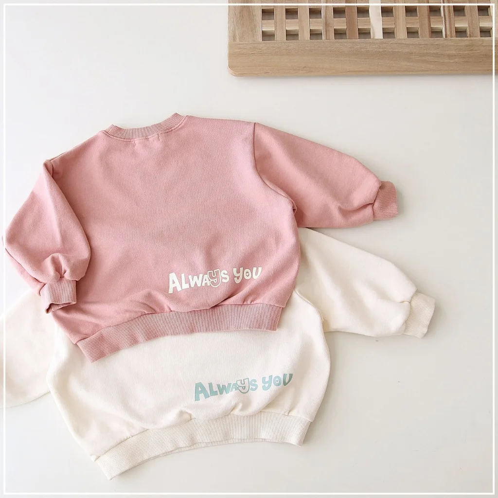 2025 Autumn New Children Long Sleeve Sweatshirt Baby Letter Print Sweatshirt For Boys Girls Kids Casual Tops Infant Clothes