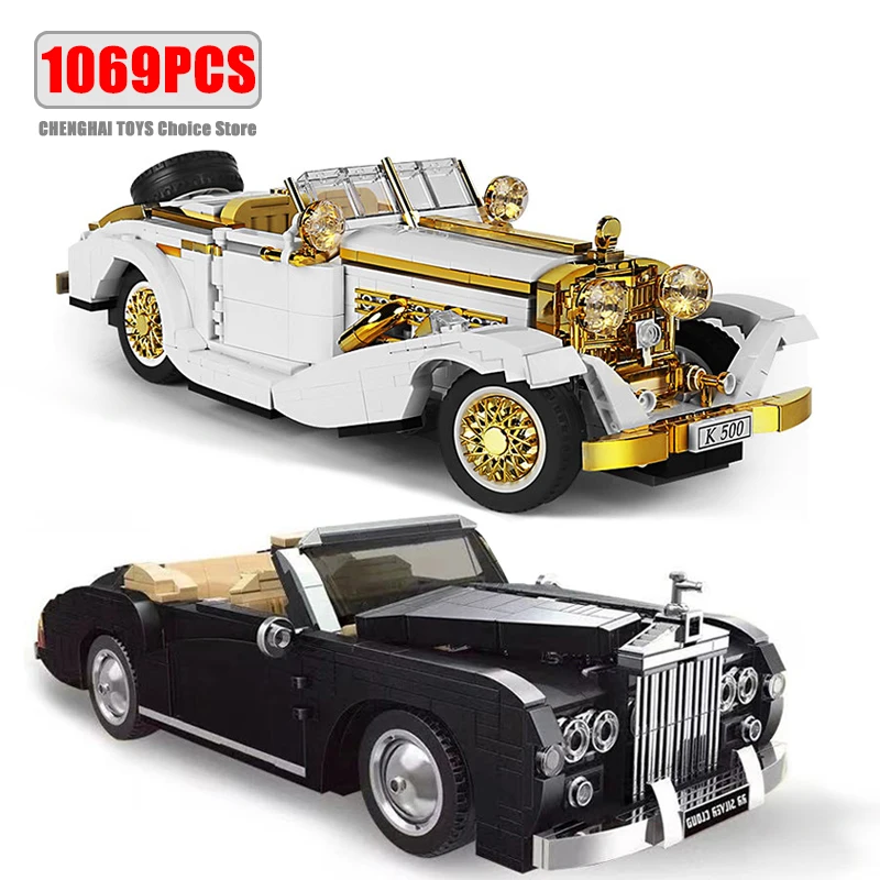 Technical Original Retro Nostalgic Classic Car Building Block Model Compatible High-Tech Bricks Car Ornaments Toys for Kids Gift