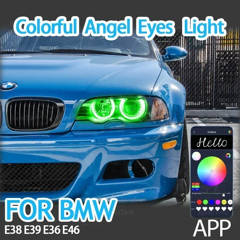 

Приложение управления RGB многоцветные кольца DRL Crystal LED Angel Eyes Kit для BMW E46 M3 E38 E39 E36 Фара Crystal Style Rings DRL