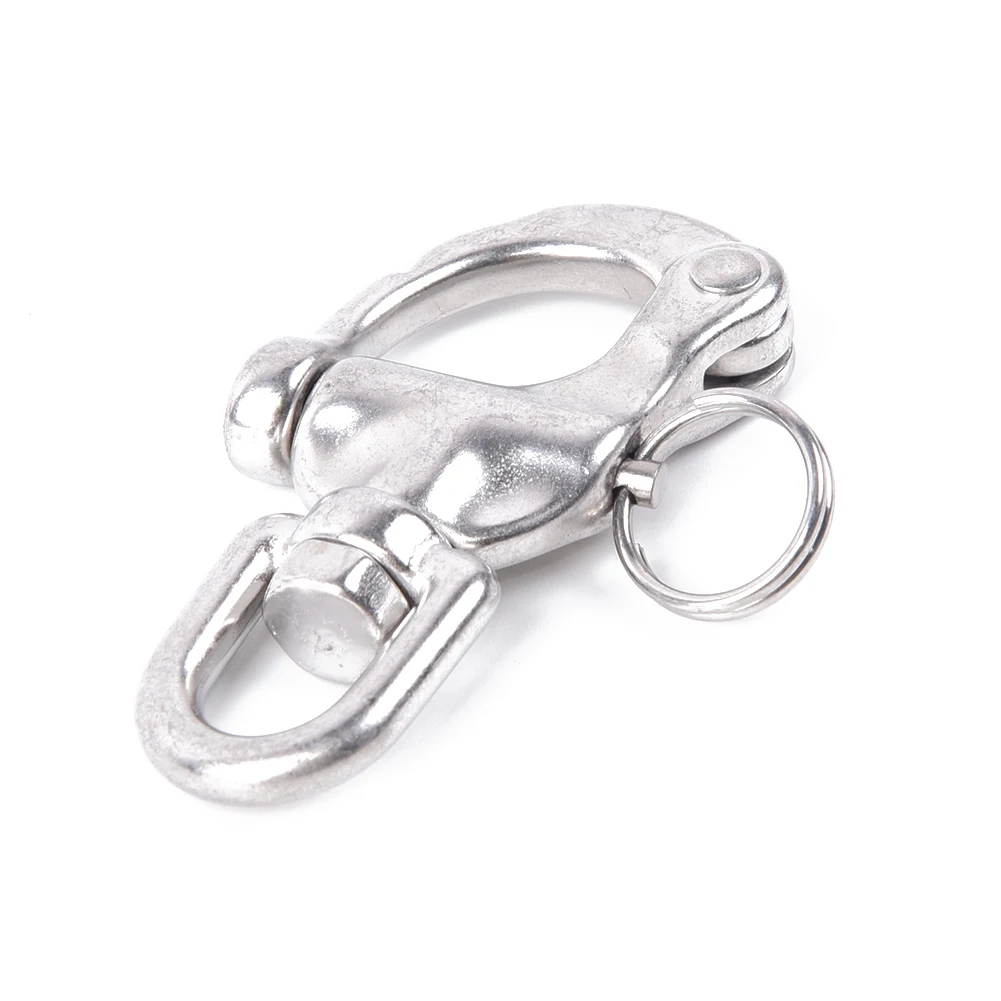 70mm High hardness Accessory Hook Marine Boat Swivel Snap Shackle Hardware Silver 316 Stainless Steel Bail Yacht Useful