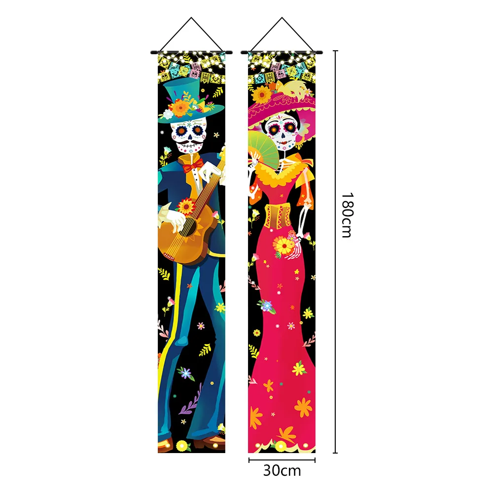 

Fiesta Decorations Mexico Welcome Door Day of The Dead Porch Sign Hanging Banner