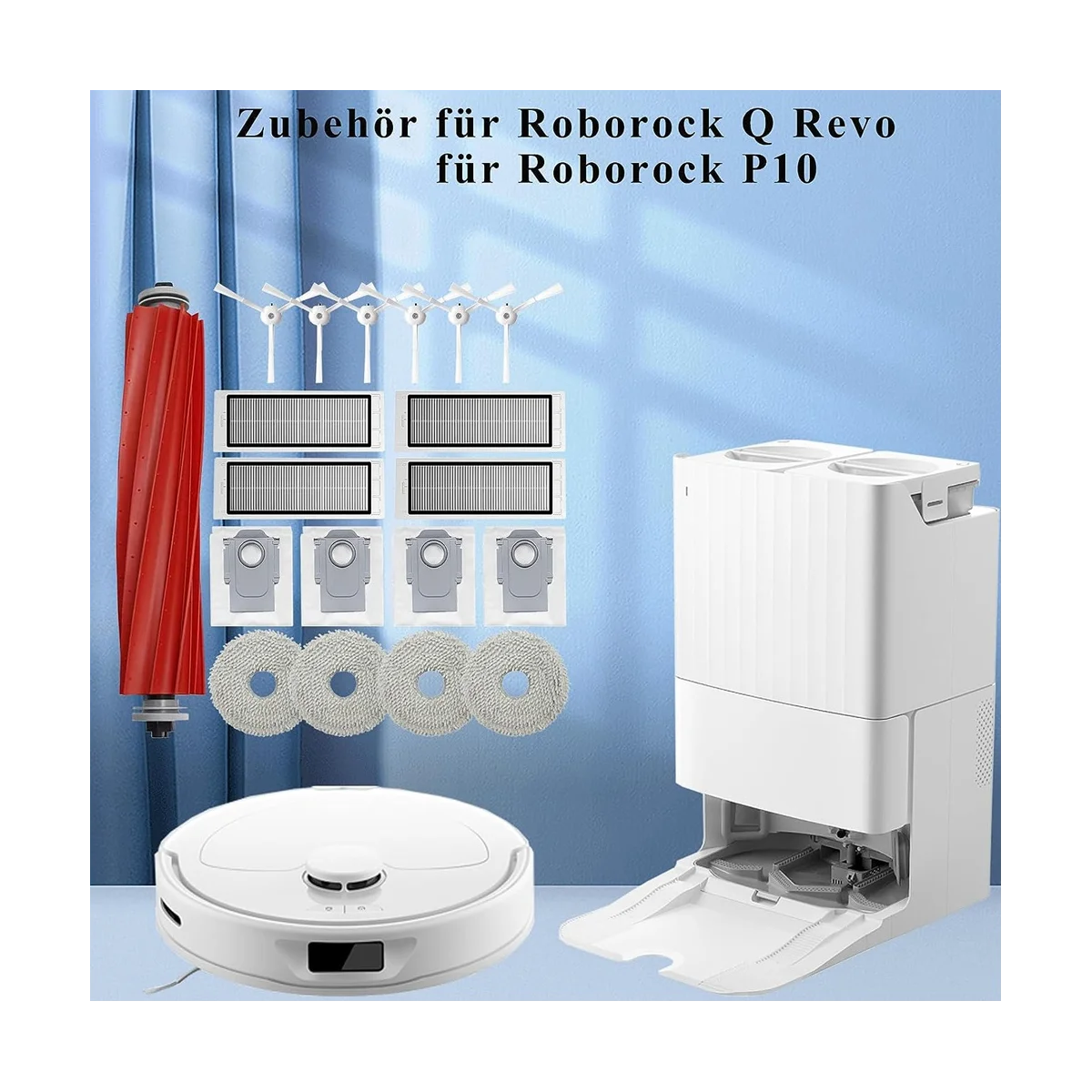 Für Q Zubehör, für P10 Roboter Staubsauger Ersatzteile Zubehör Kit Hauptbürste Staubbeutel-A59E