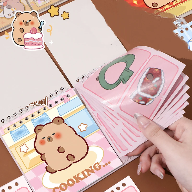 Kawaii Capybara Dressing Stickers Educatief speelgoed voor kinderen Stickers Pack Journaling Scrapbooking Benodigdheden Kindercadeau