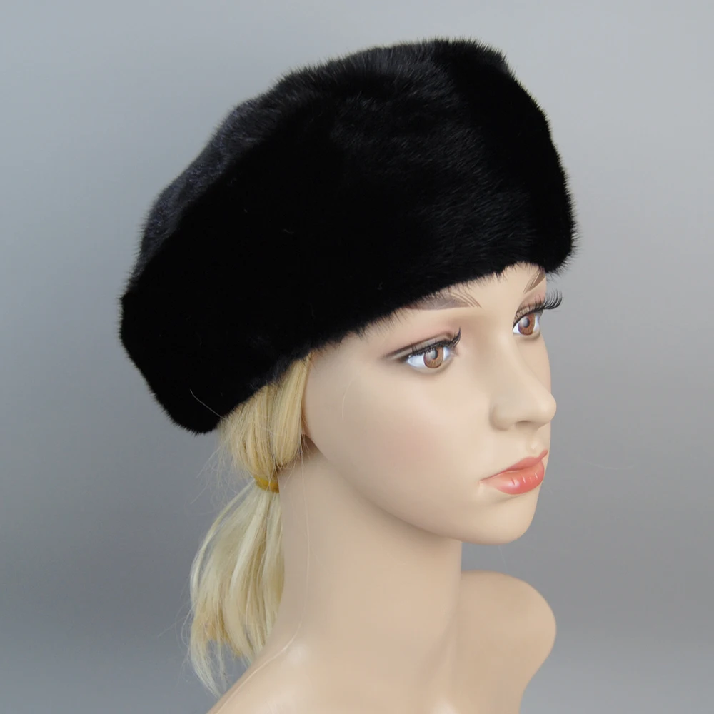 Hot Sale Luxury Women Real Natural Mink Fur Hat Beanies Real Fur Berets Fashion Winter Warm Women Knit Caps Mink Hats Berets