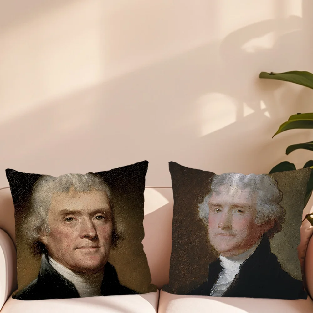 T-Thomas j-jefferson Pillow Case Living Room Accent Couch Back Support Square Lounge Restful Nap Companion ﻿