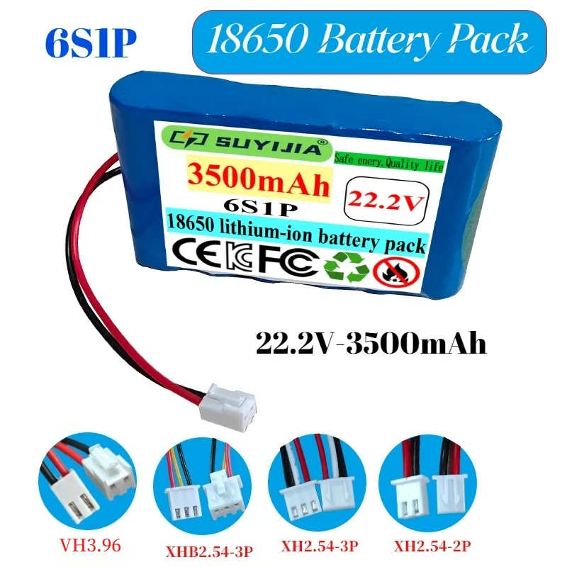 6S1P 22.2V 3500mAh 18650 Rechargeable Battery Lithium Ion for Surveillance Cameras Toy Cars