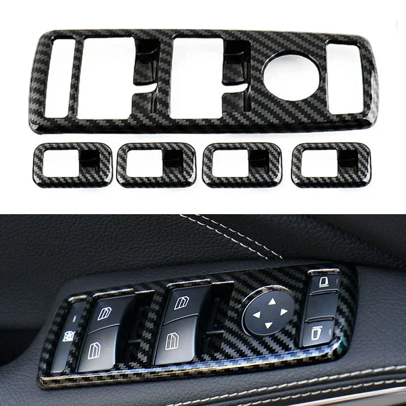 For Mercedes-Benz A B C E Class W176 W246 W204 W212 Car Window Lift Button Switch Panel Cover Trim Stickers Auto Styling Decal