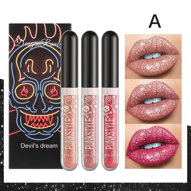Glitter luccicante Gloss glamour impermeabile Glitter rossetto abbagliante Glitter a lunga durata lucidalabbra rossetto nero lucidalabbra