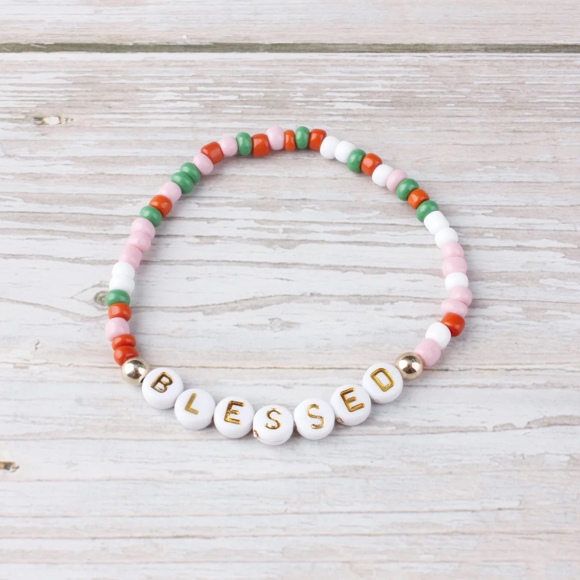 Merry Christmas Words Holiday Bracelets Women Handmade Gold Green White Red Mixed Beads Stretchy Jewelry Gifts