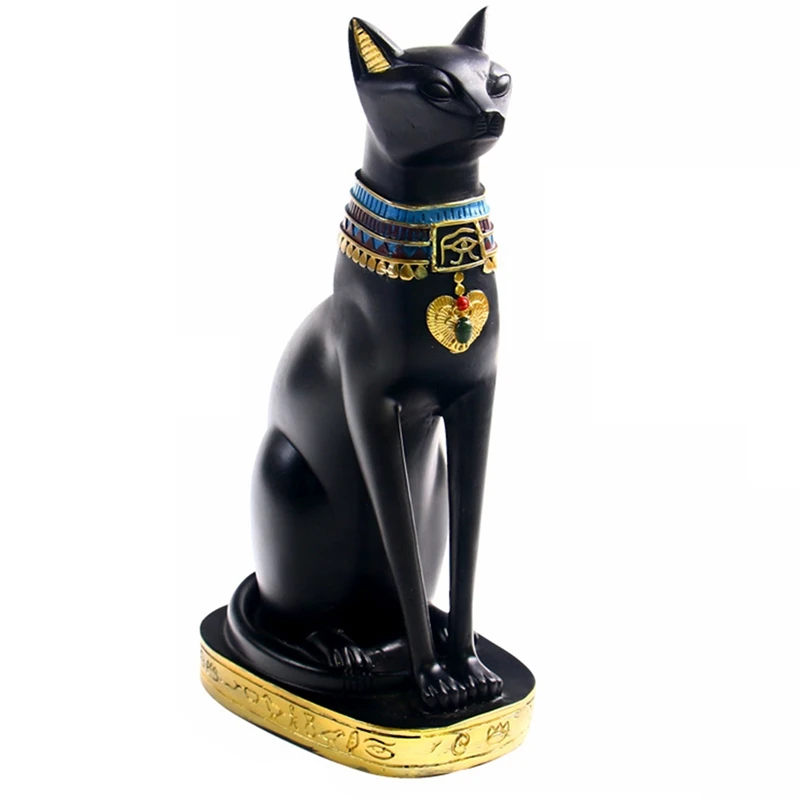 

Resin Egyptian Cat Bastet Figurine Anime Egyptian Goddess Statue Sculpture Home Bar Office Desktop Decoration(Medium)