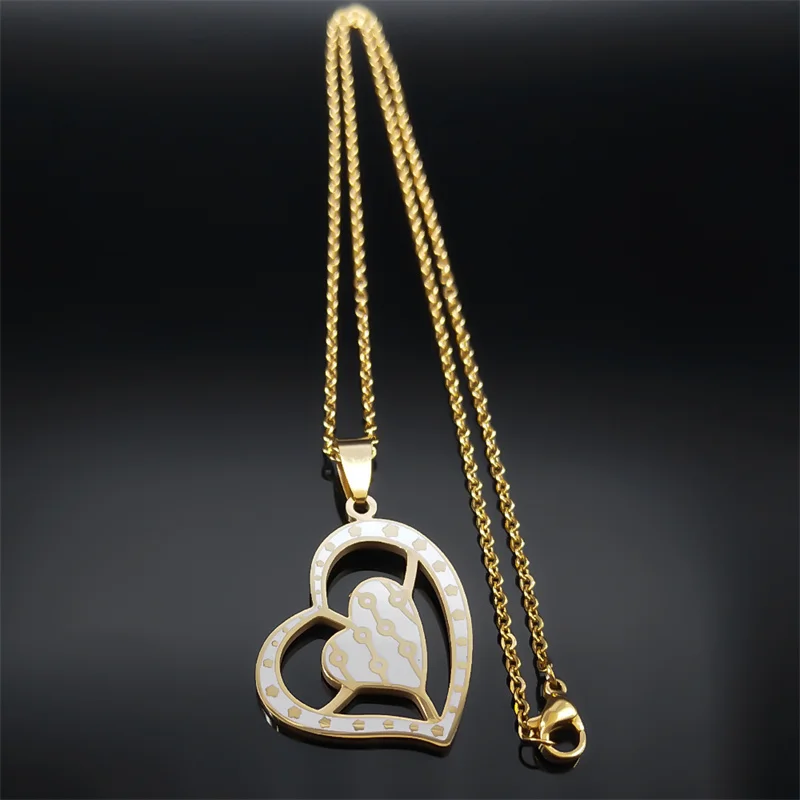 Fashion Love Heart Necklace Earrings Set Stainless Steel Gold Color Wedding Party Gift Jewelry Sets for Women bijoux SXS07