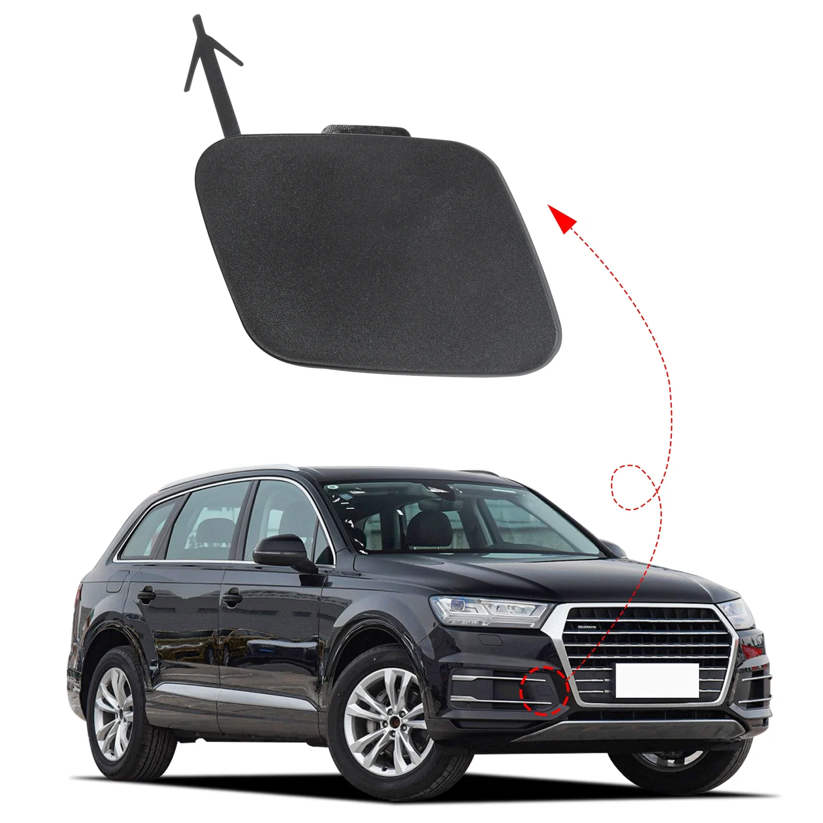 

Front Bumper Tow Hook Cover Cap Towing Eye For Audi Q7 2016 2017 2018 2019 Towing Eye Cap Trailer Cover 4M0807241