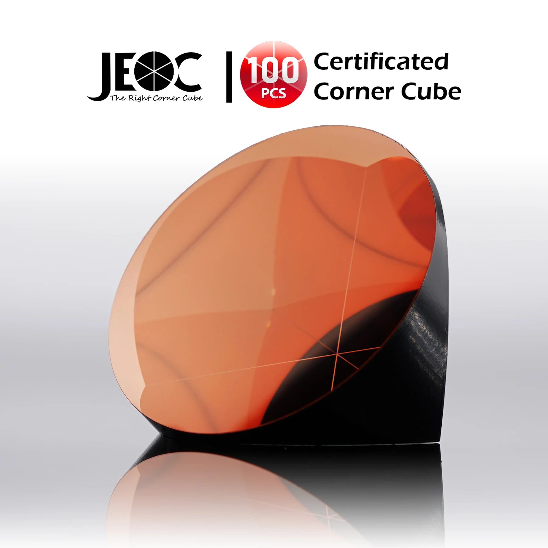 100pcs JEOC Certificated Corner Cube, 64mm Diameter, 48mm Height reflective prism, Cooper Coated