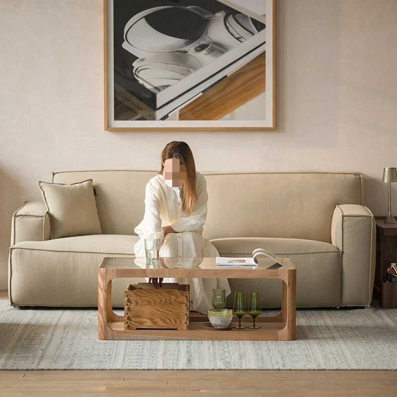 Solid wood logs, paint-free and environmentally friendly, modern art design, mortise and tenon craft coffee table