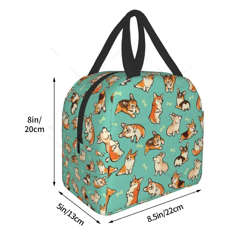 Cute Jolly Corgis Portable Lunch Box Waterproof Thermal Cooler Food Insulated Welsh Corgi Dog Lunch Bag for Women School Work