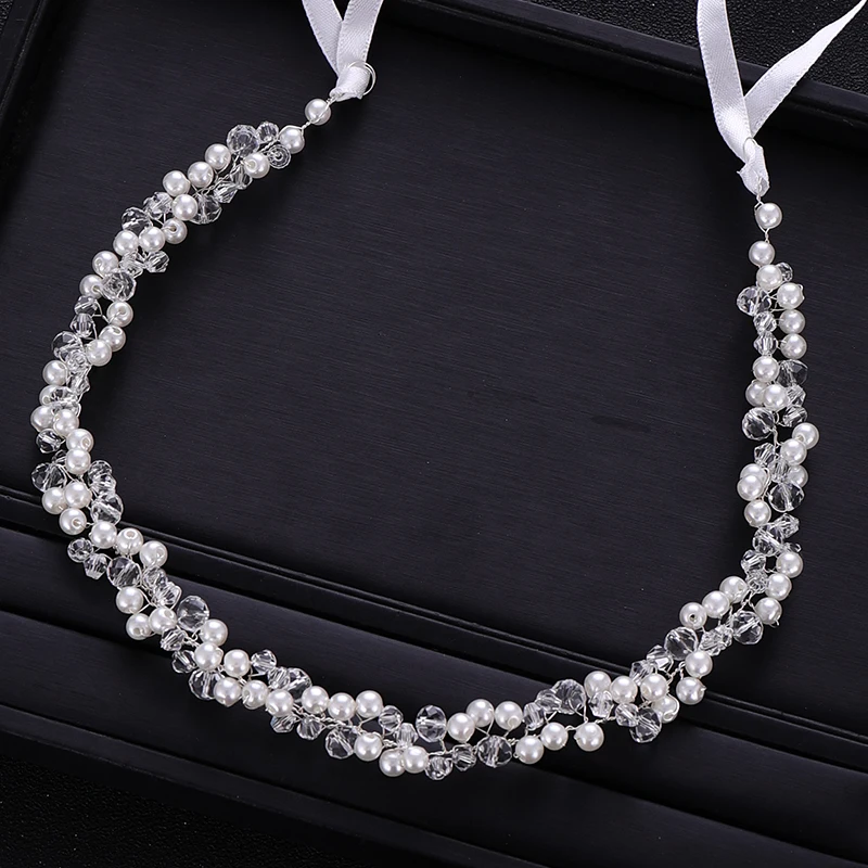 Handmade Bridal Headband Crystal Pearl Headdress Bridal Hair Accessories Wedding Headband Bridal Headdress Princess Hair Strap image 3