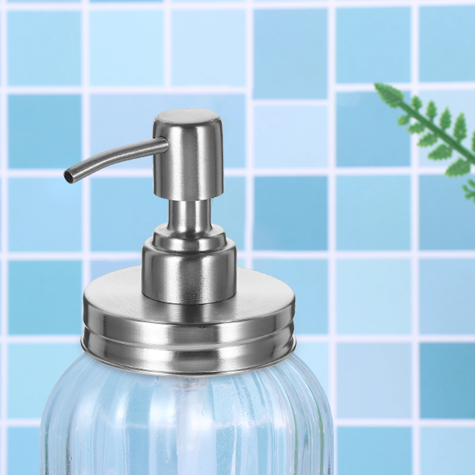 

2Pcs Silver Pump Lid for Glass Jars Durable Stainless Steel Canning Dispenser Lid for Daily Needs