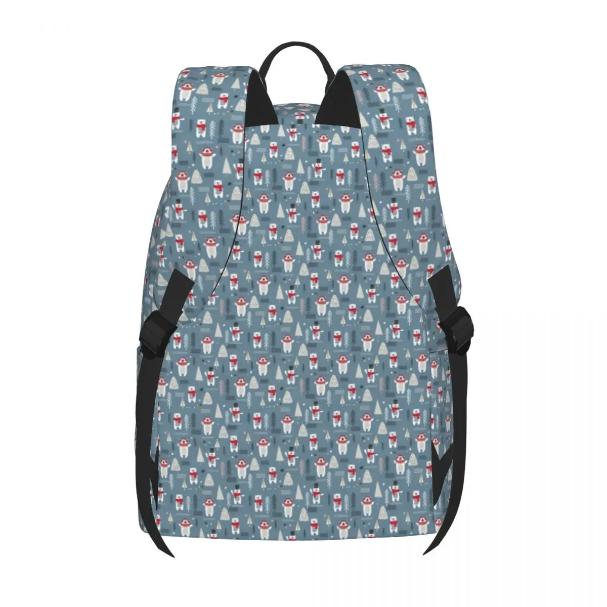 Nordic Animal Backpack Christmas Trees and Polar Bears Student Polyester Cycling Backpacks Print Funny High School Bags Rucksack