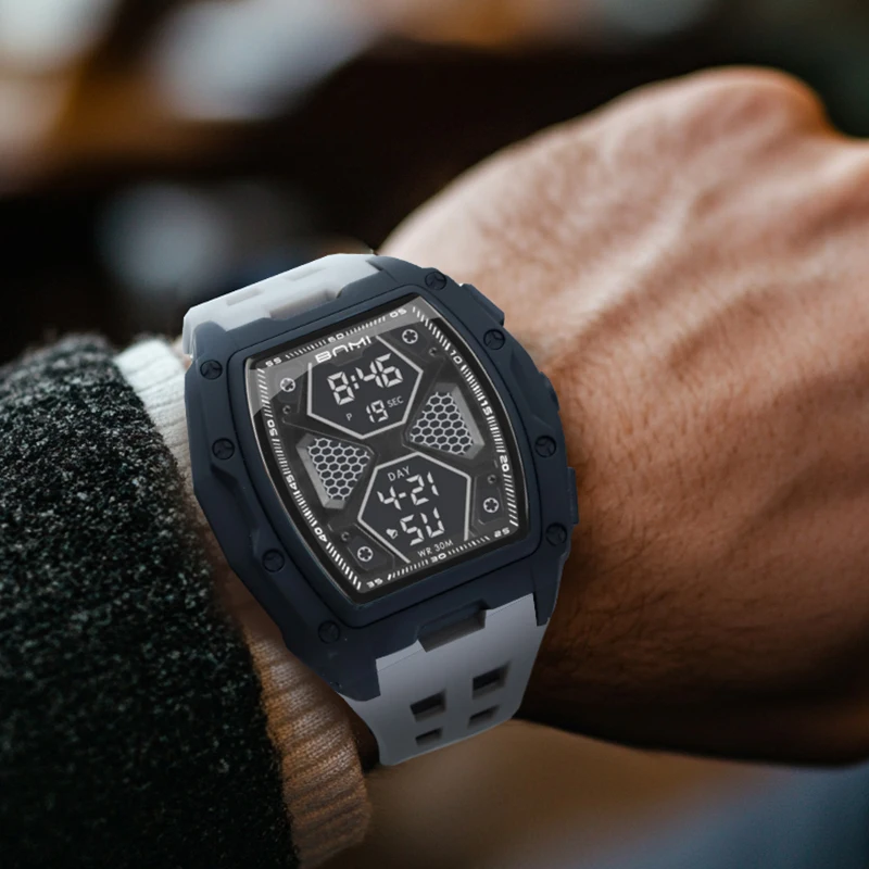 Simple Fashion Men's Multifunctional Electronic Watches Timing Function Alarm Clock Silicone Strap Military Sports Watch