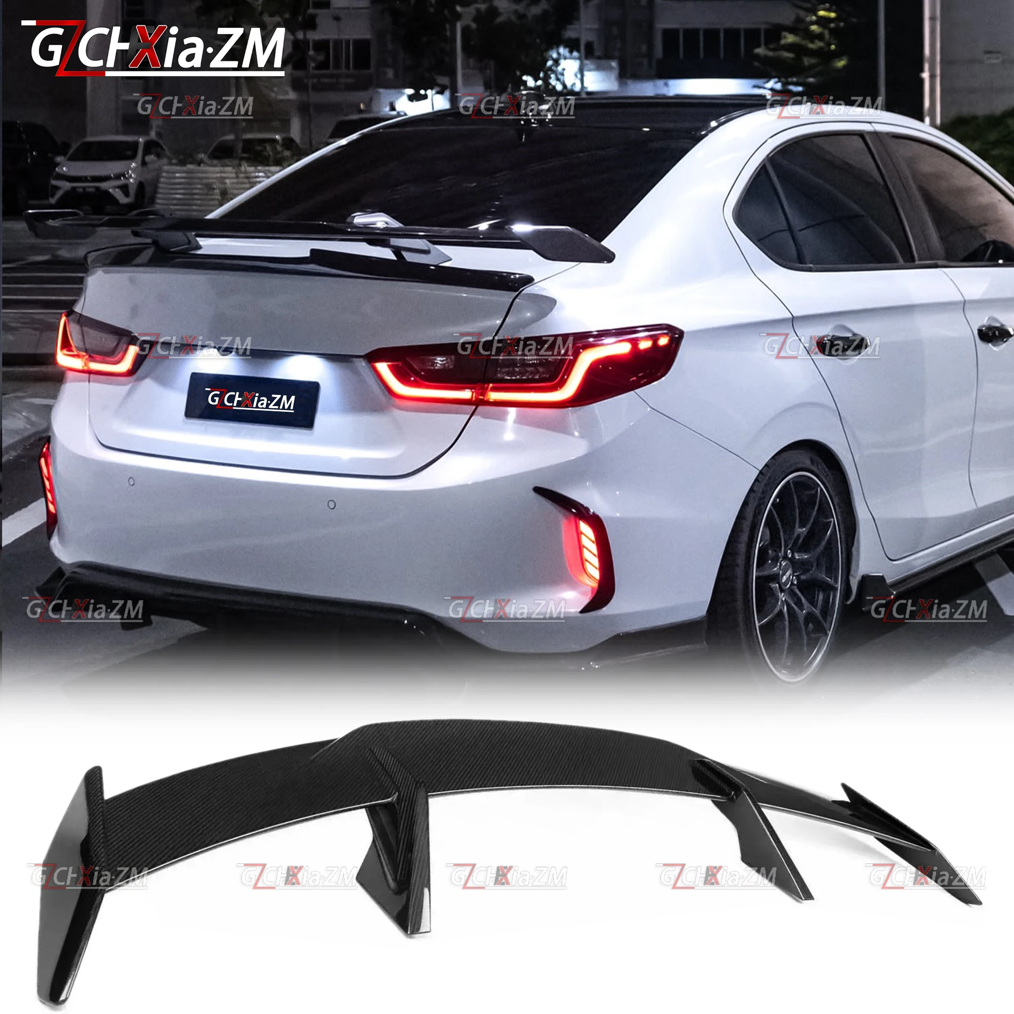 For Honda CITY Sedan 2020-2026 Rear Spoiler MP Style Trunk Lid Diffuser Carbon Fiber Material Rear Wing Body Aerodynamic Kit