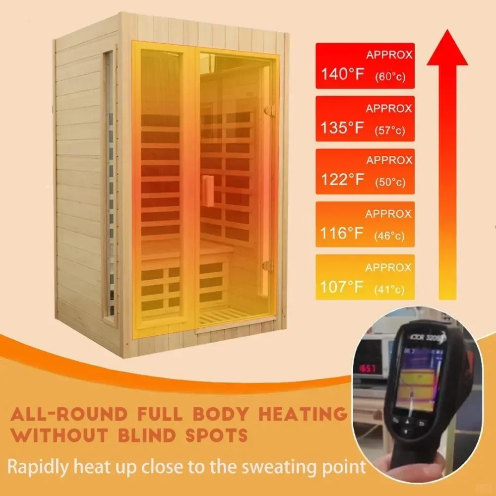 Hemlock Wood Sauna Room, Infrared Sauna, Far Infrared Saunas for Home, Low EMF Indoor Home Sauna Spa,1500Watt,Bluetooth Speakers