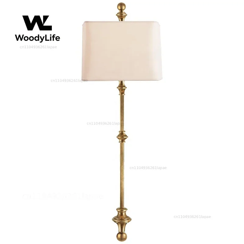 All-copper Retro Wall Lamp American Living Room Background Bedroom Bedside Lamp Study Aisle Handmade All-copper Wall Lamp