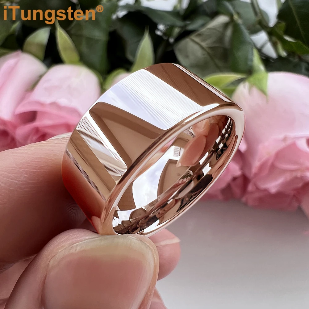 iTungsten 10mm Dropshipping Large Men Ring Shiny Tungsten Wedding Band Fashion Jewelry Pipe Cut Polished Comfort Fit