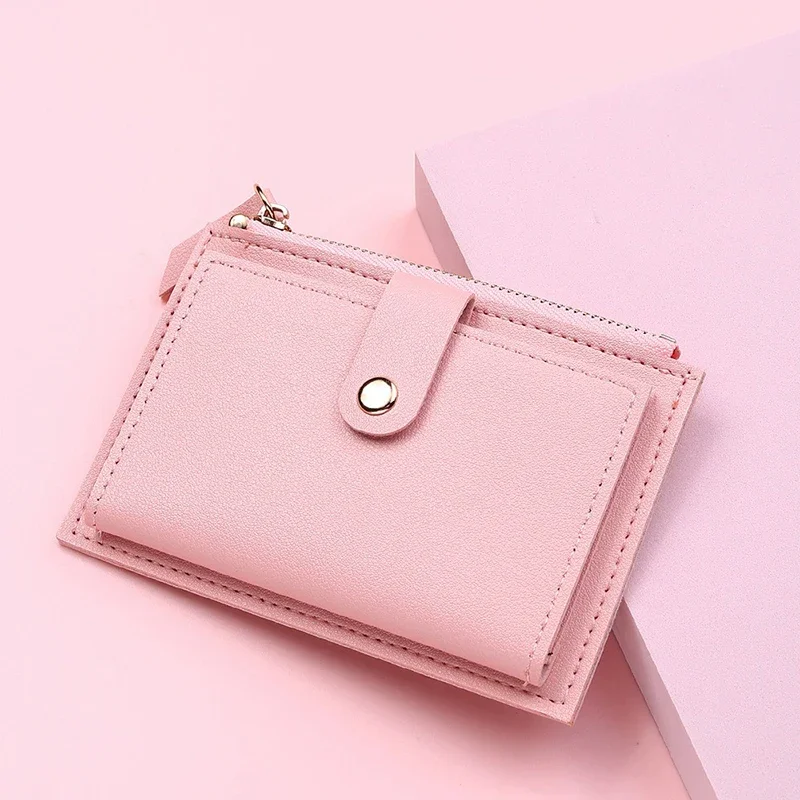 Credit Card Holder Purses for Women Cardholder Wallet Simple Slim PU Leather Women's Wallets with Zip Coin Pocket Lady Money Bag