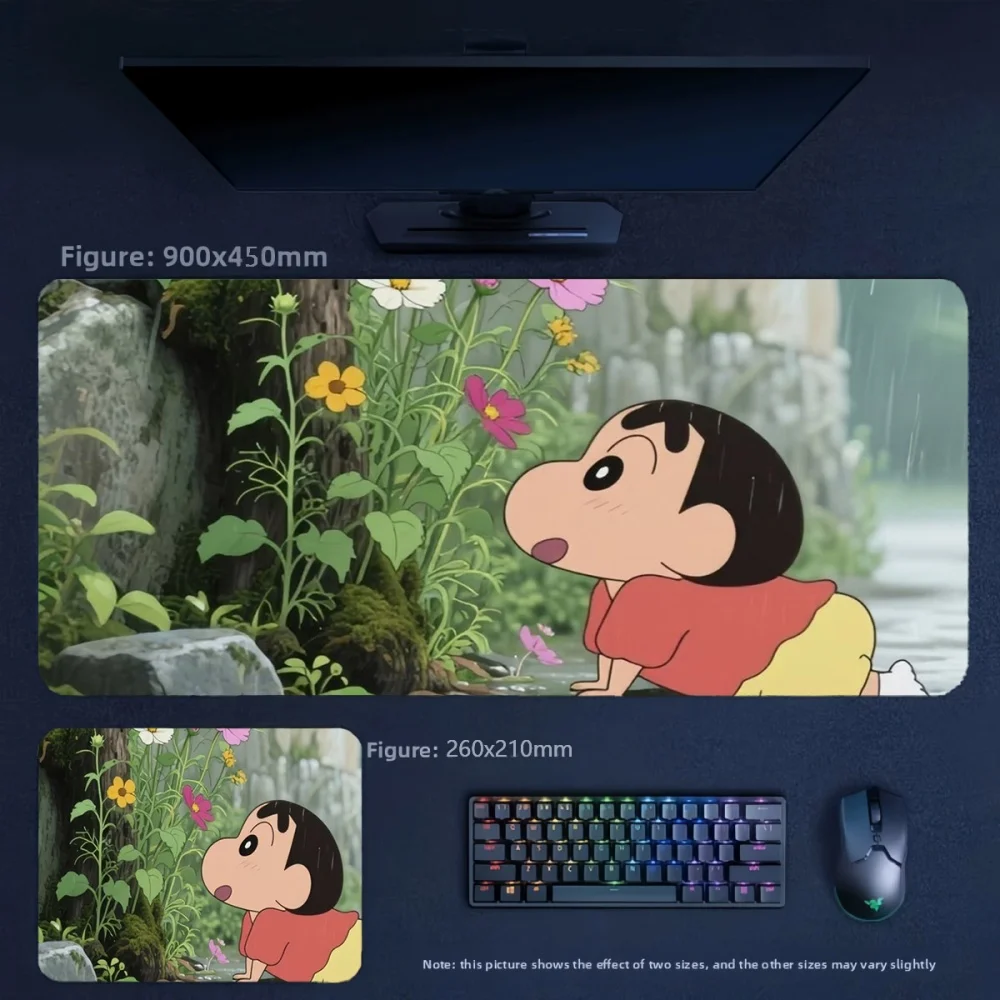Girls Animation Crayon Shin-chan and His Friends Leather Non-slip Mouse Pad New Crayon Shin-chan Flower Picking Series Table Mat