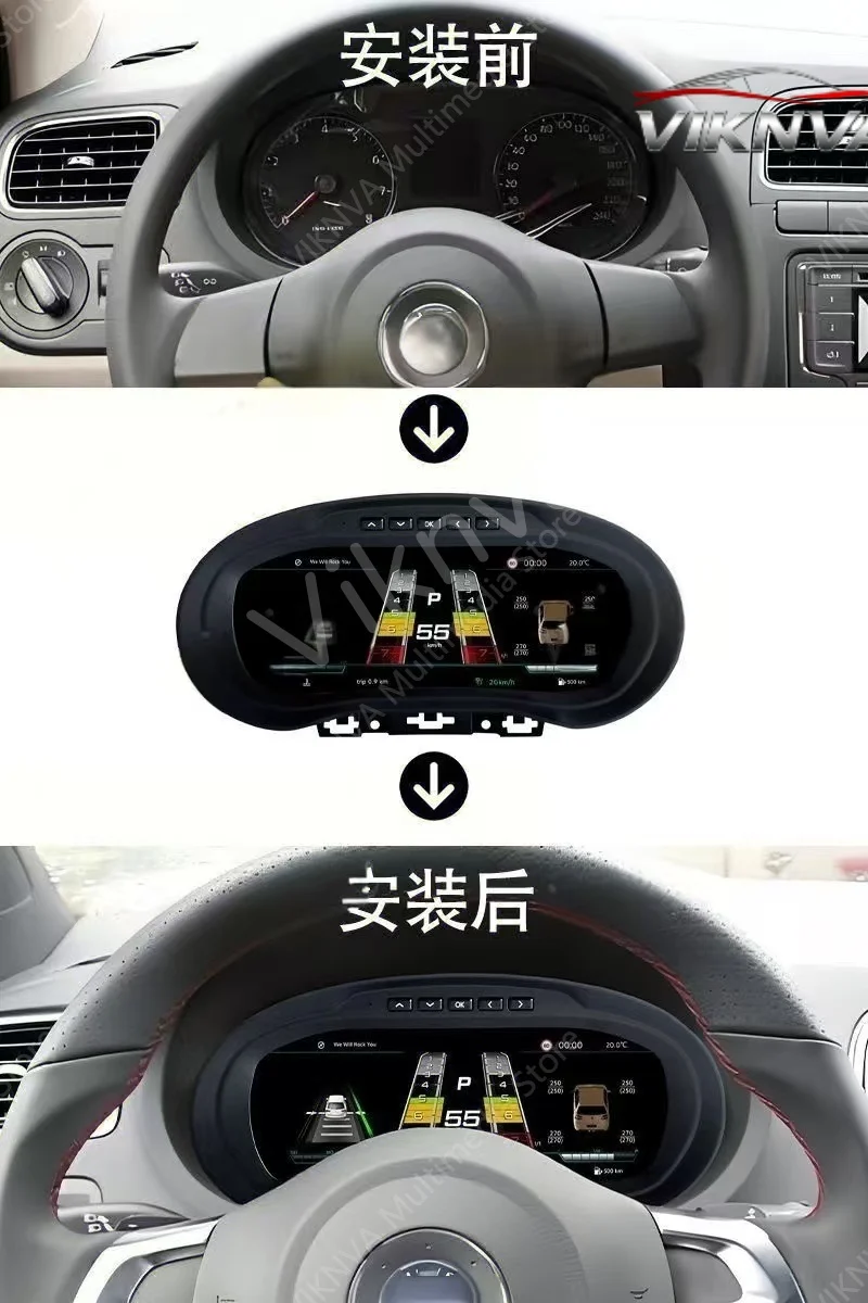 Digital Dashboard Cluster For VW Polo 6R 08-16ys VENTO Saveiro crossfox 15 Android Navigation Radio Player Map Paneel Cockpit