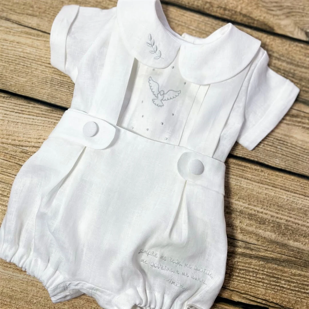 0-6 Year Summer Baby Boy Suit Pigeon Leaf Embroidery White Outfit for Newborn Baby Baptism Birthday Wedding Party Photography
