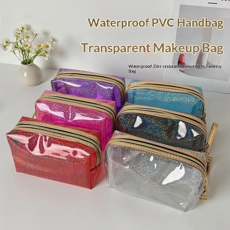 Glitter Clear Waterproof PVC Cosmetic Bag Large Capacity Travel Toiletry Storage
