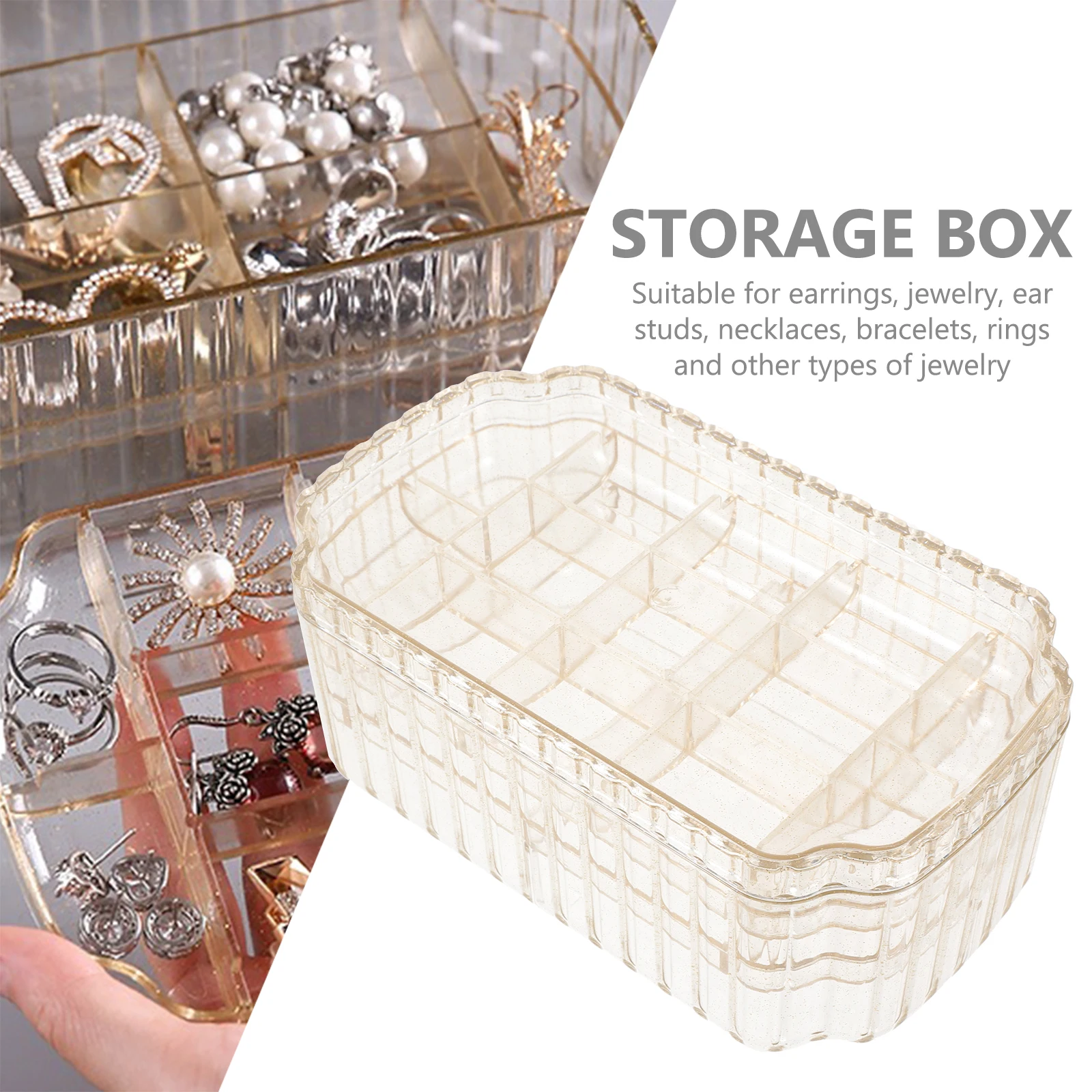

1pcs Jewelry Organizer Box Desktop Earring Storage Holder Large Capacity Clear Material Multi-Functional Lightweight Portable