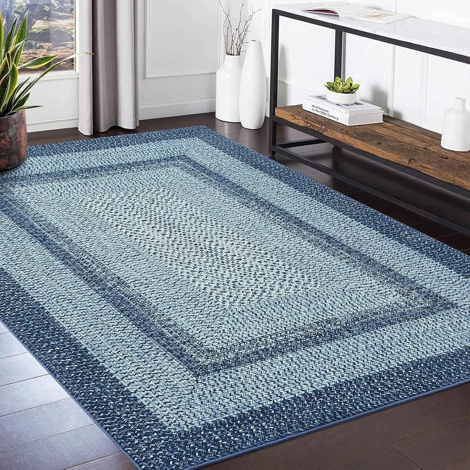 Area Rug Living Room Braided Printed Rug for Bedroom,Machine Washable Large Carpet Runner Rug for Hallway Kitchen