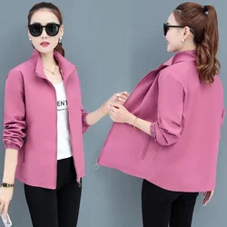 2025 Spring Oversized 4XL Short Basic Solid Jacket Women Casual Coat Korean Streetwear Outwear Long Sleeve Loose Zipper Jaquetas