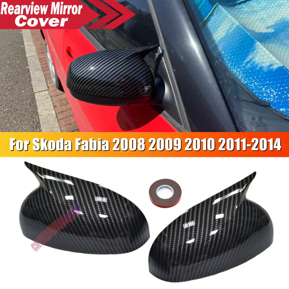 For Skoda Fabia 2008 2009 2010 2011 2012-2014 Exterior Door Trim Adhesive Sticker ABS Car Rearview Side Mirror Cover Wing Cap