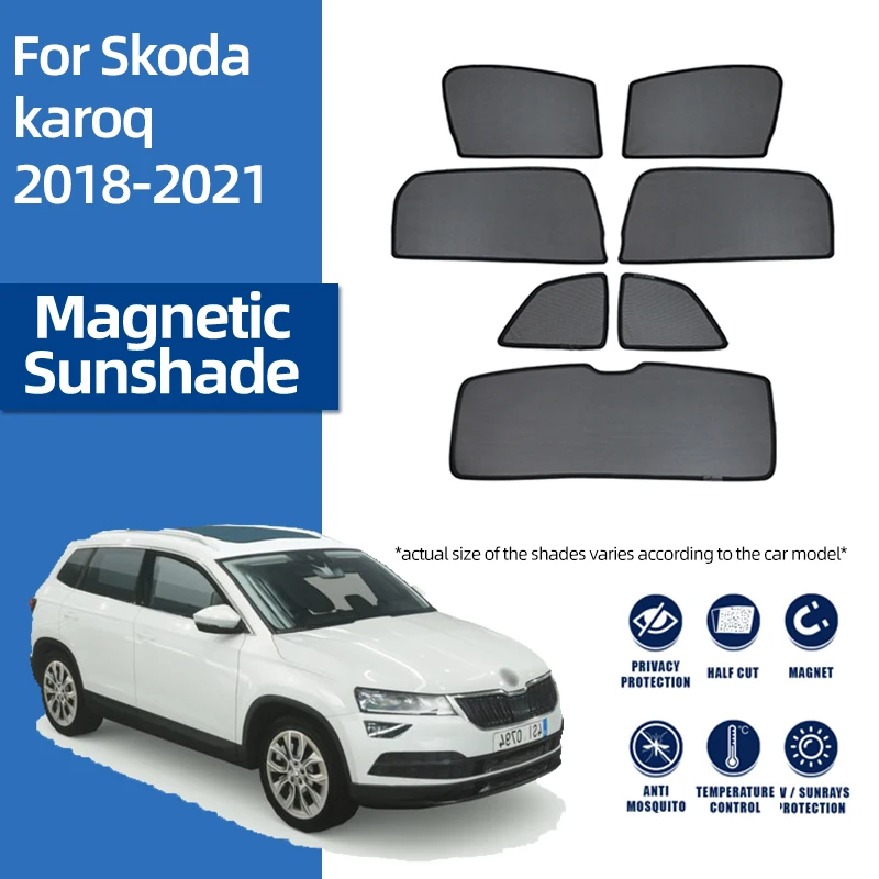 

For Skoda Karoq NU7 2017-2024 Magnetic Car Sunshade Shield Front Windshield Blind Curtain Rear Side Baby Window Sun Shade Visor