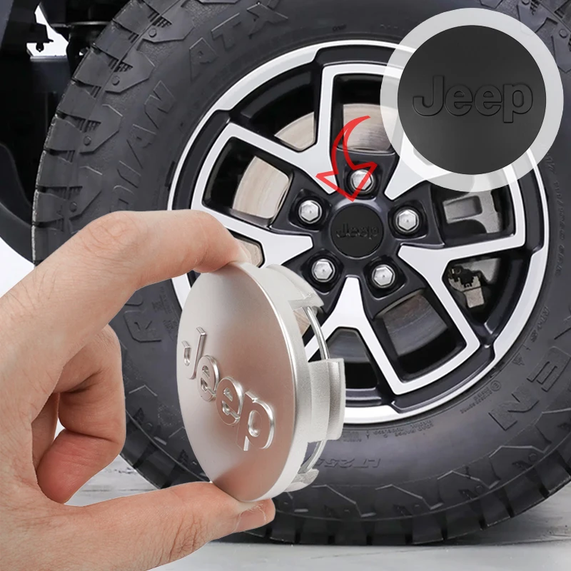 4Pcs 55/63MM Car Logo Wheel Center Cover Hub Tool Accessories For Jeep JK Gladiator Compass Grand Cherokee Wrangler Renegade Pat